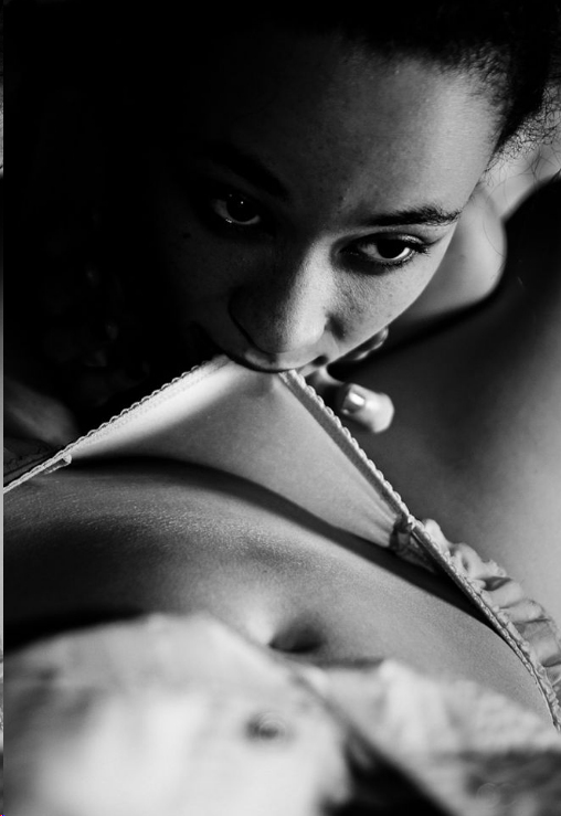 Black and white intimate portrait detail
